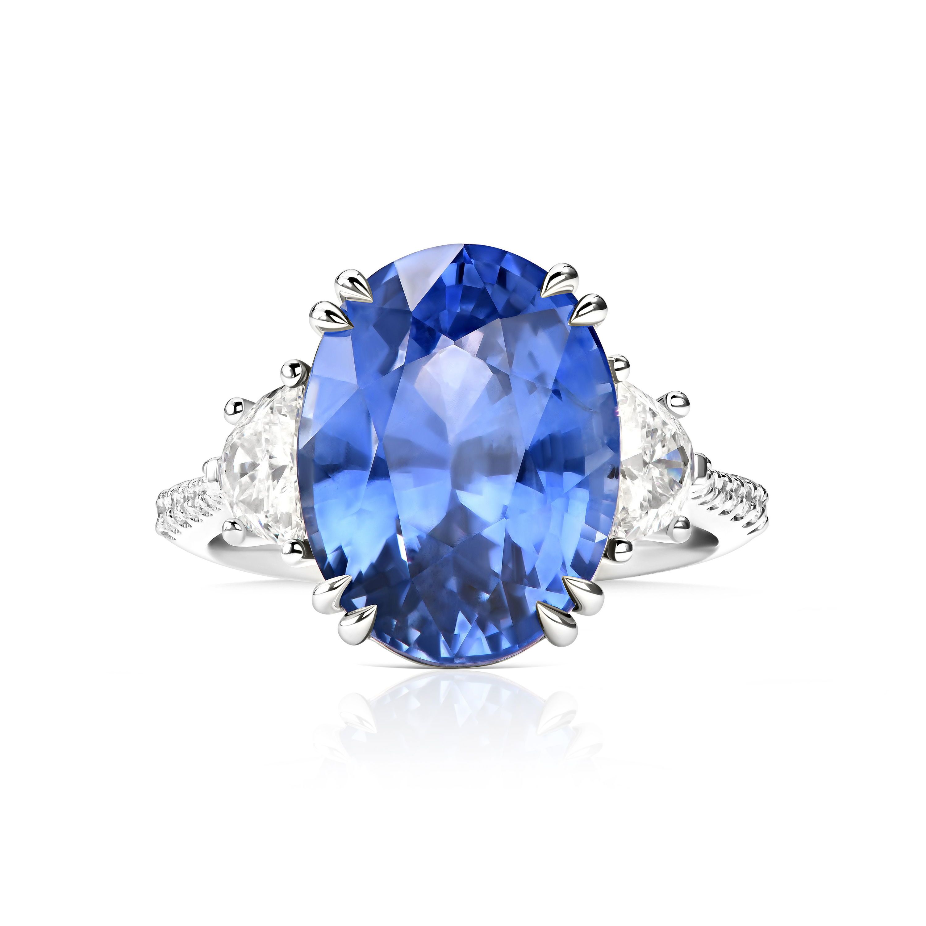 Кольцо из белого золота с сапфиром 10.22 карата