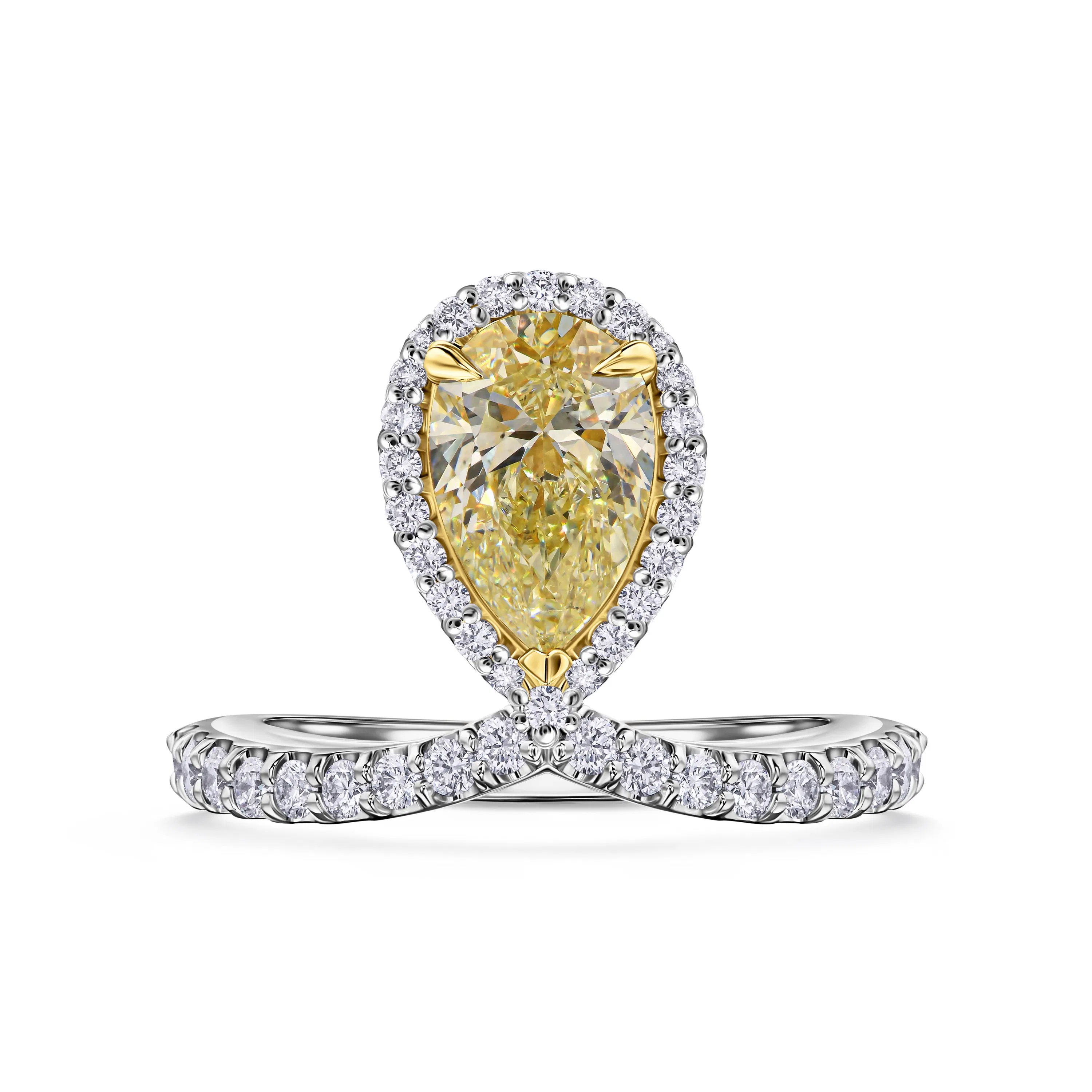 Кольцо с желтым бриллиантом 1.55 карат в белом золоте от Parure Atelier