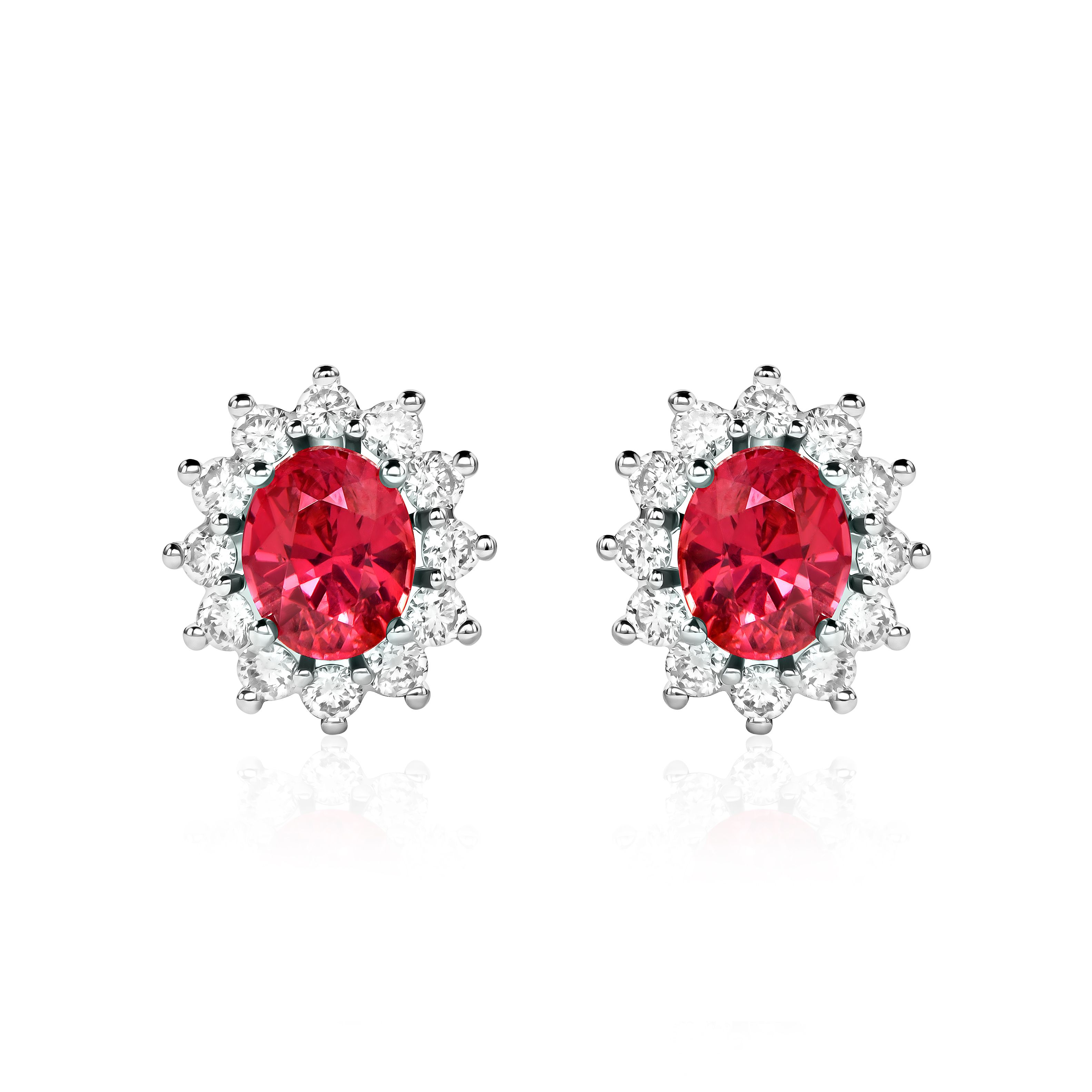 Пусеты из белого золота со шпинелью 1.76 карат.