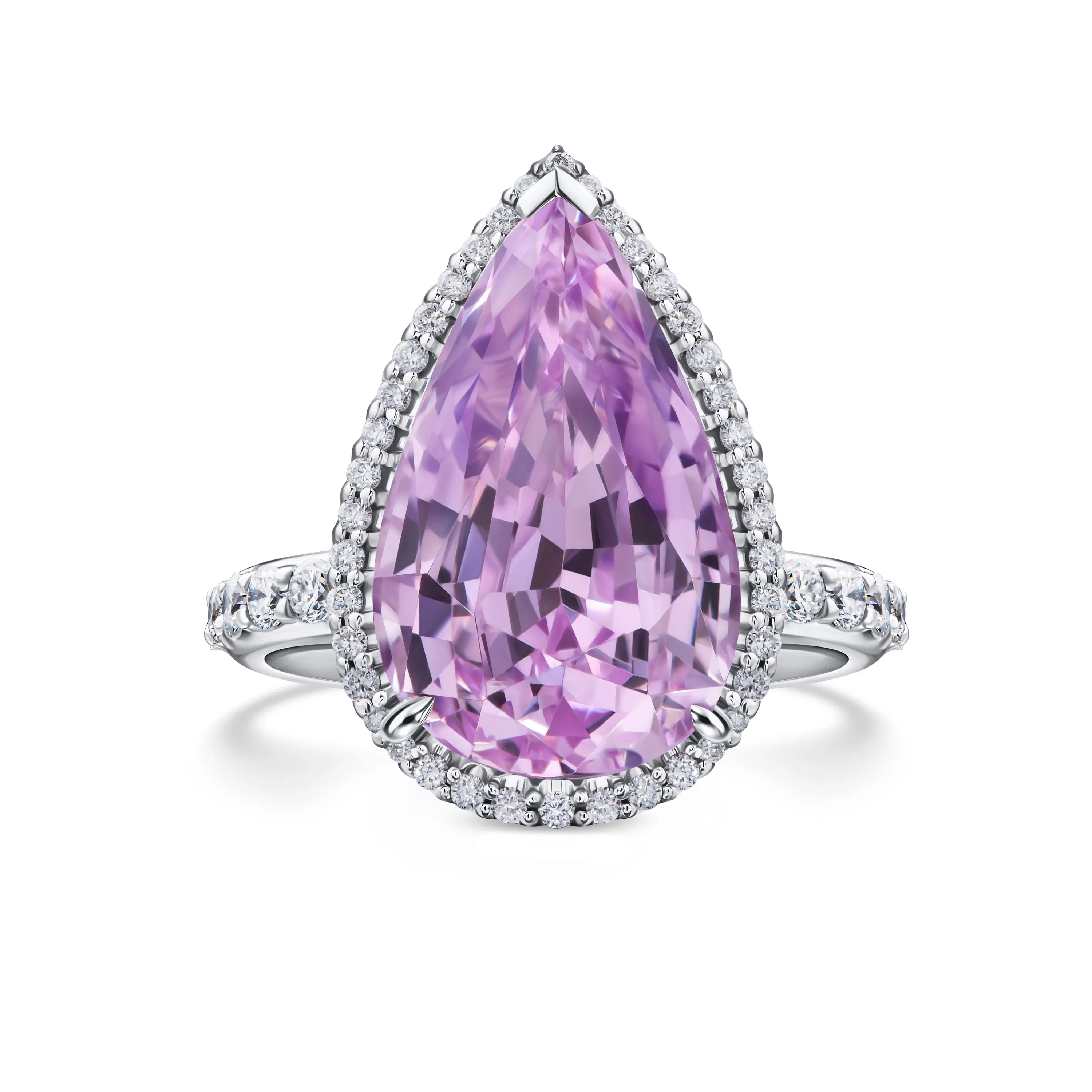 Кольцо из белого золота с кунцитом 11.44 карата, дизайн Parure Atelier