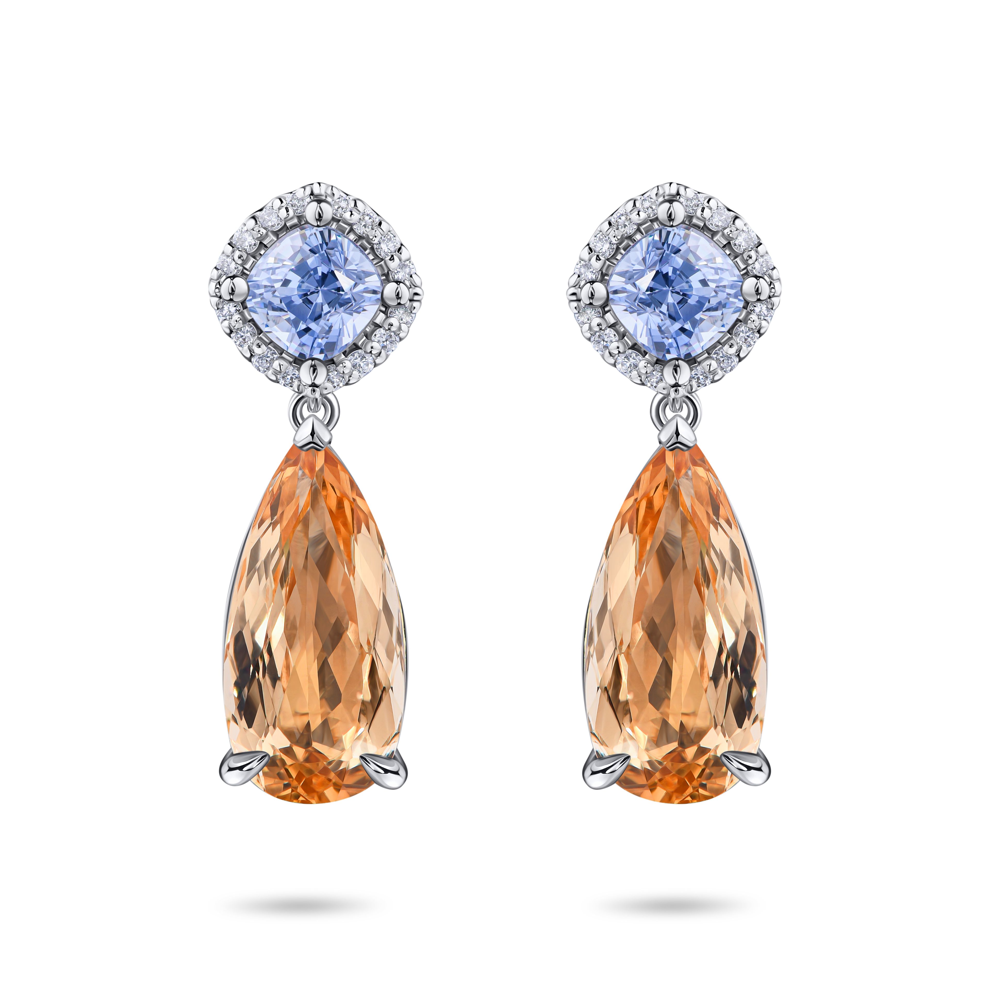 Пусеты из белого золота с топазами 2.80 и 2.65 карата