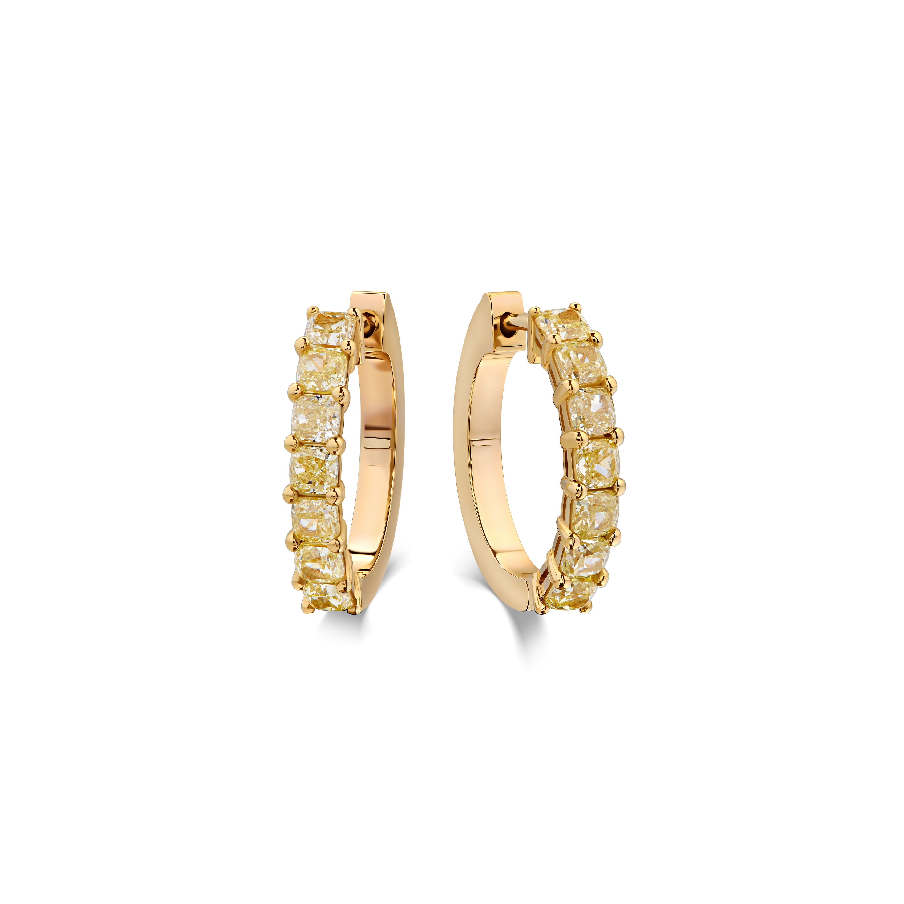 Серьги-конго с желтыми бриллиантами, 2.583 карата, изысканный дизайн.