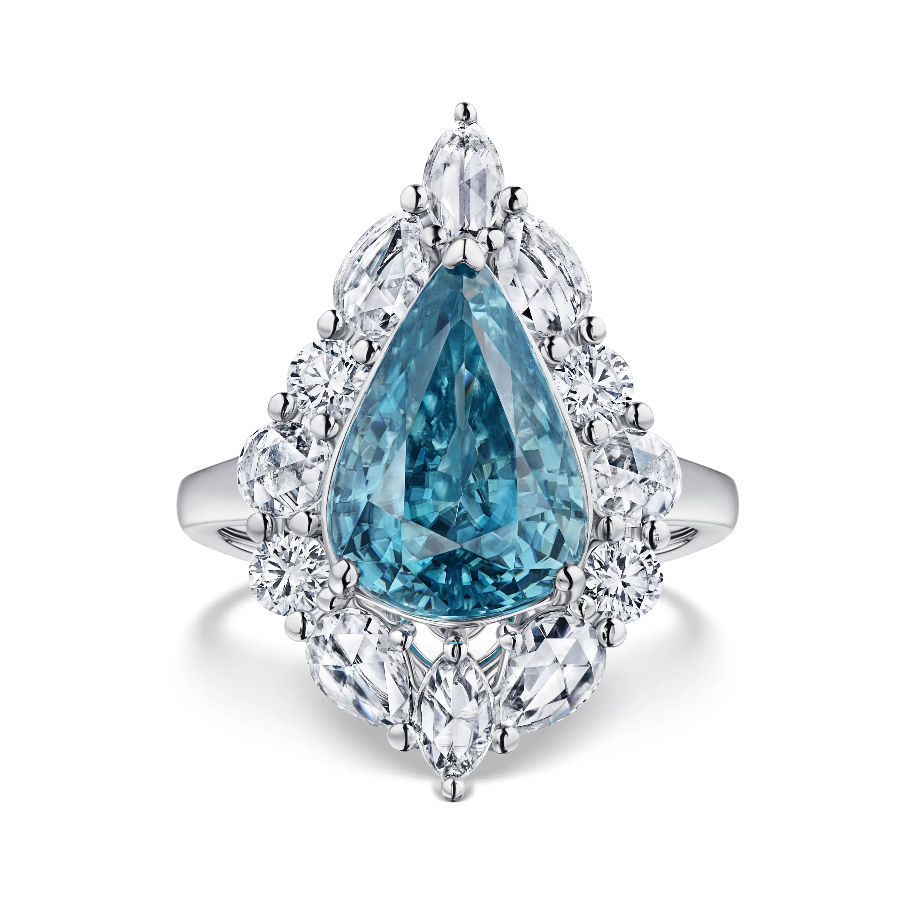 Кольцо с белым золотом и цирконом 6.34 карата, дизайн Parure Atelier