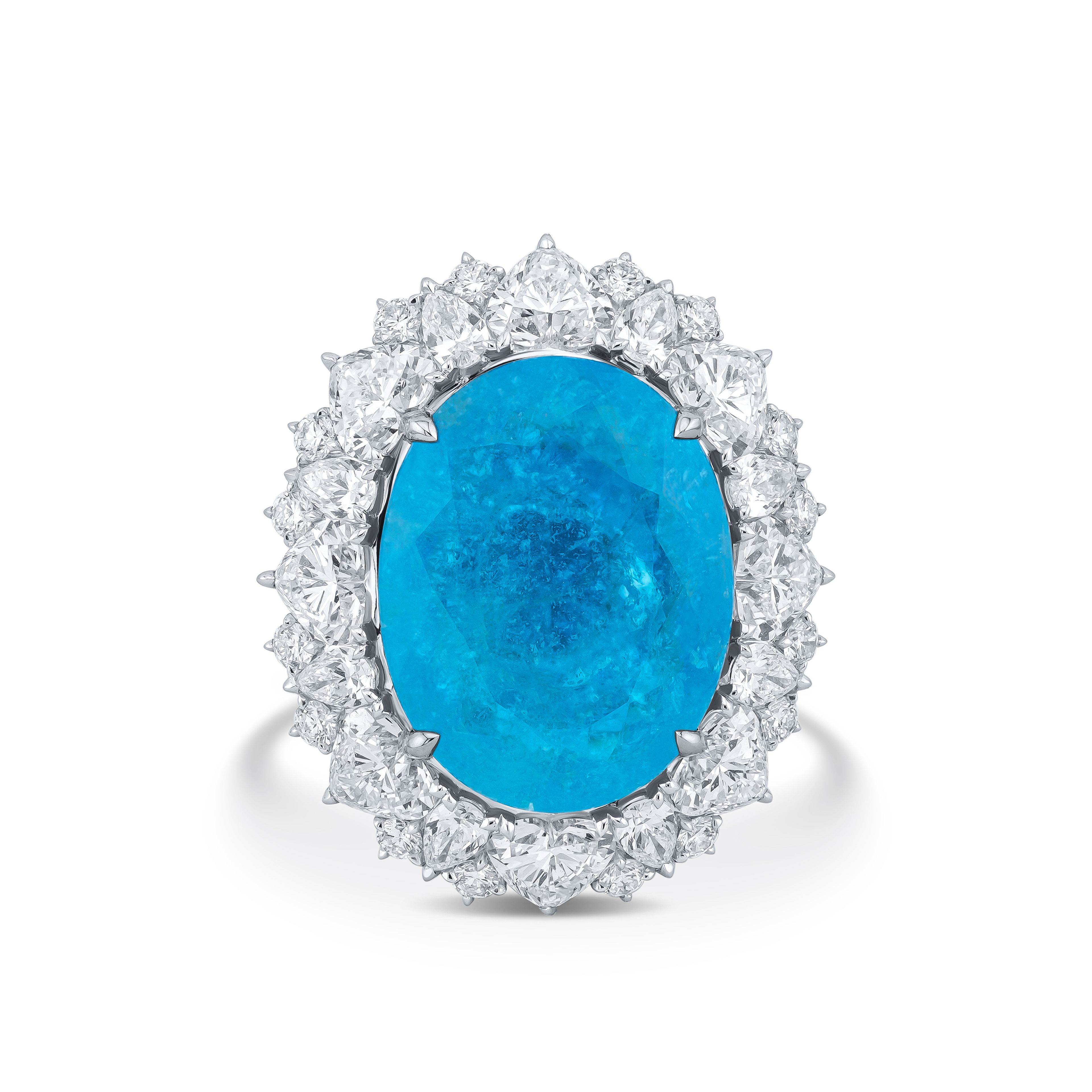 Кольцо с турмалином Параиба 13.64 карат в белом золоте.