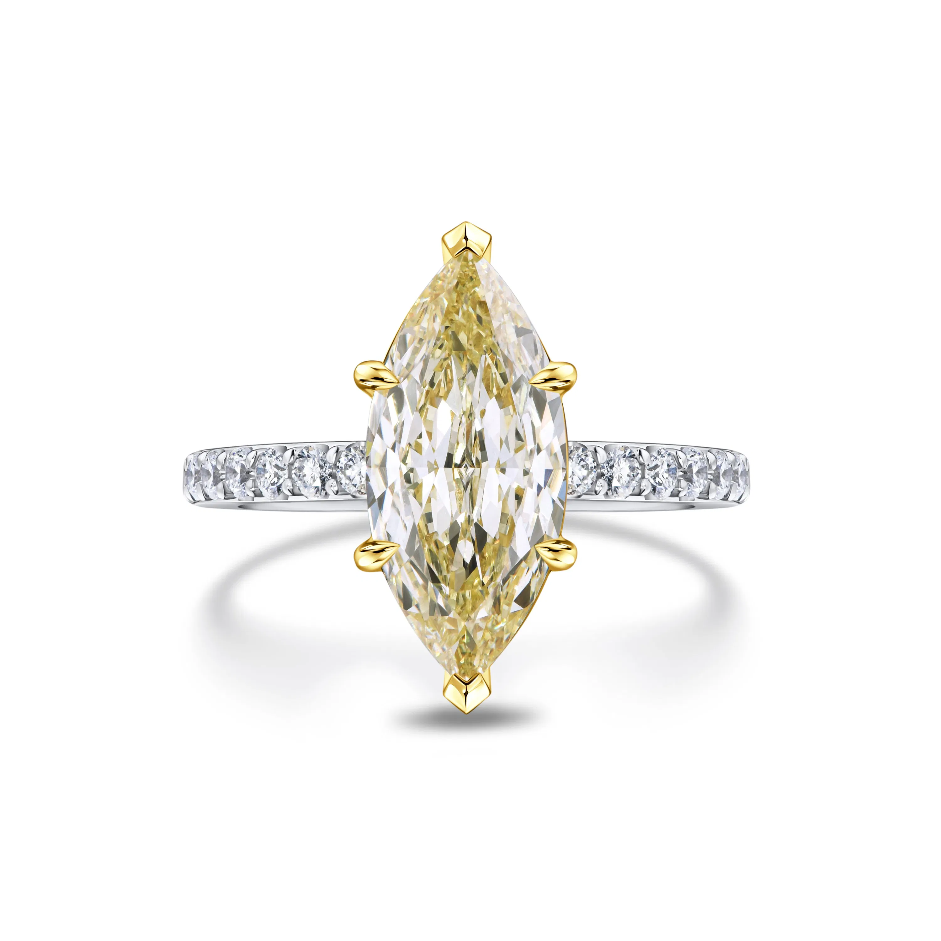 Кольцо с желтым бриллиантом 2.32 карат в белом золоте