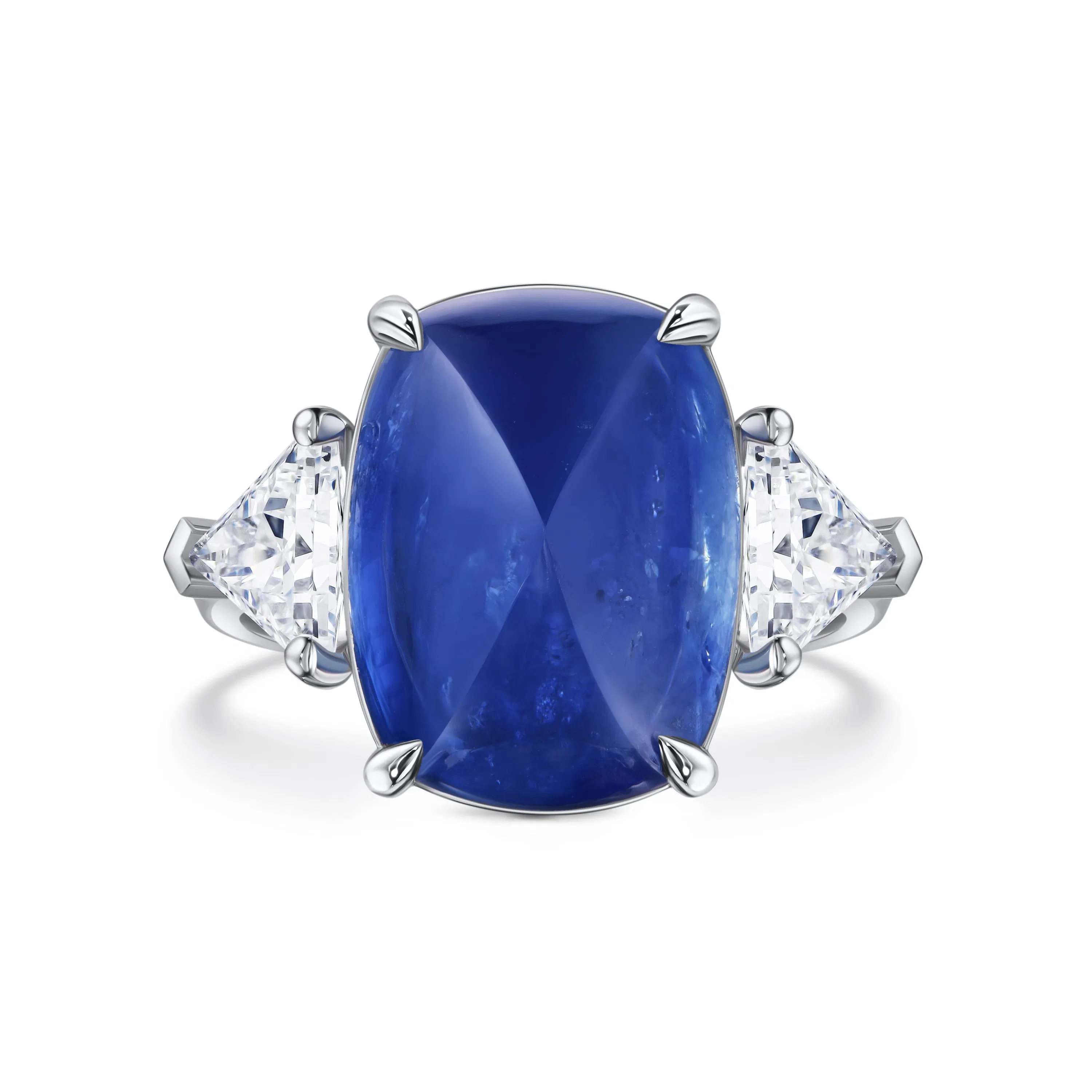 Кольцо с крупным сапфиром 12.26 карат в белом золоте