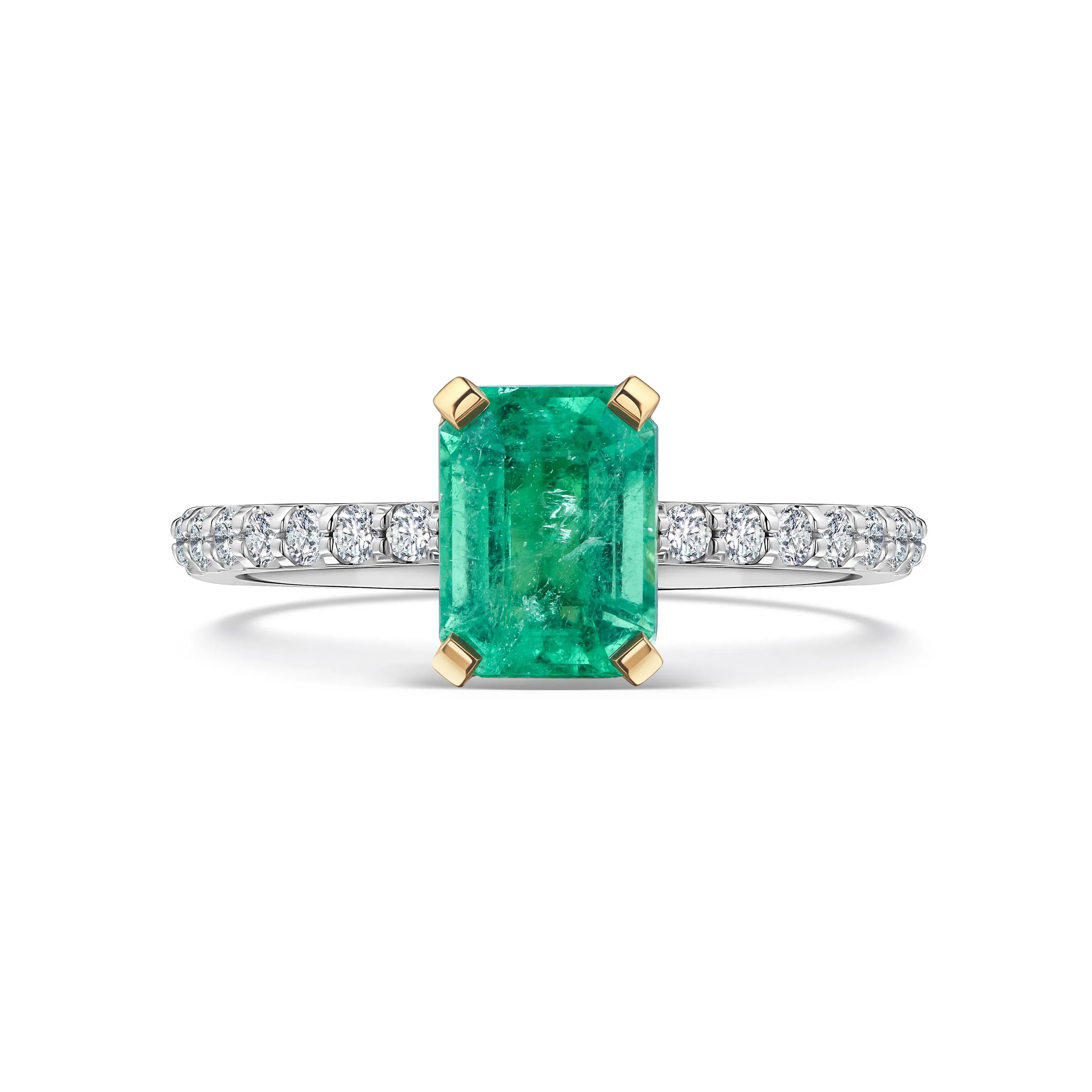 Кольцо с изумрудом 1.39 карат в белом золоте, элегантный дизайн Parure Atelier