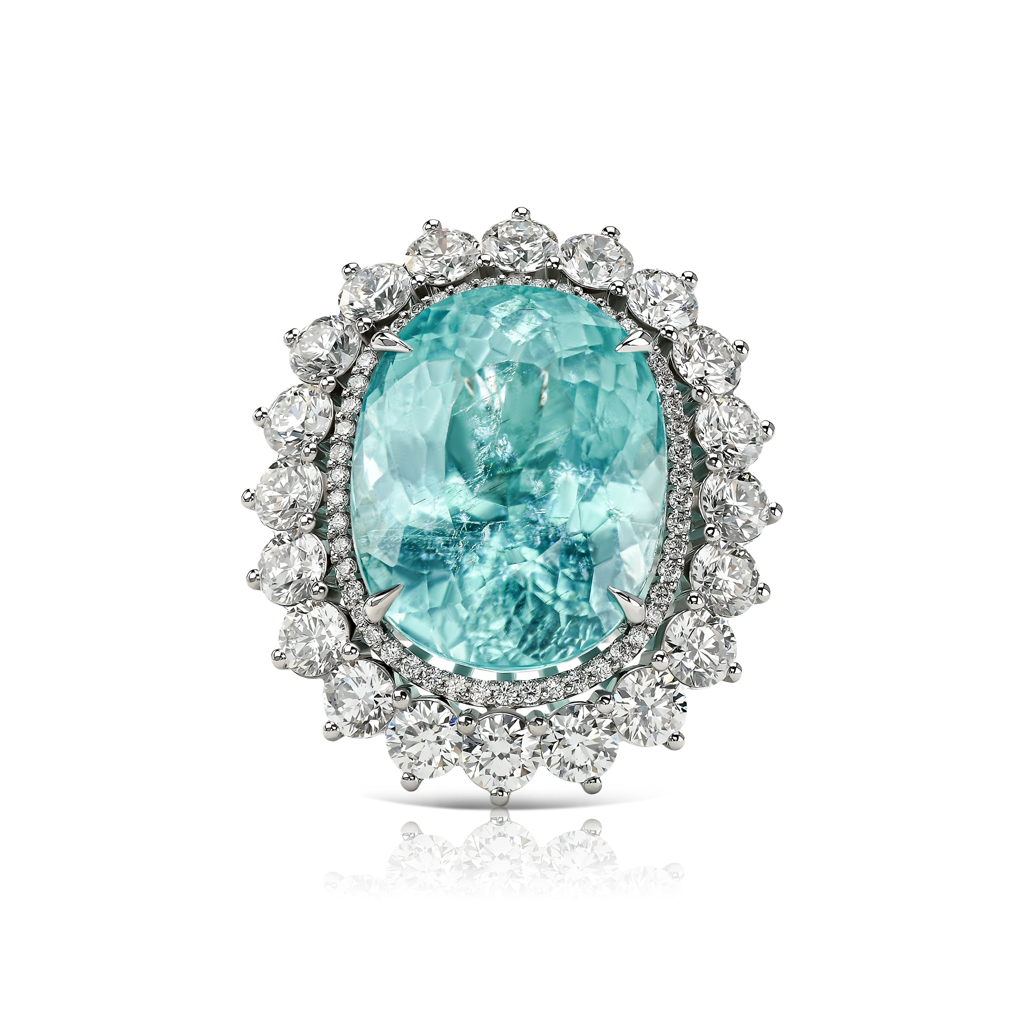 Кольцо Ocean of Time с турмалином Параиба 8.79 карат в белом золоте