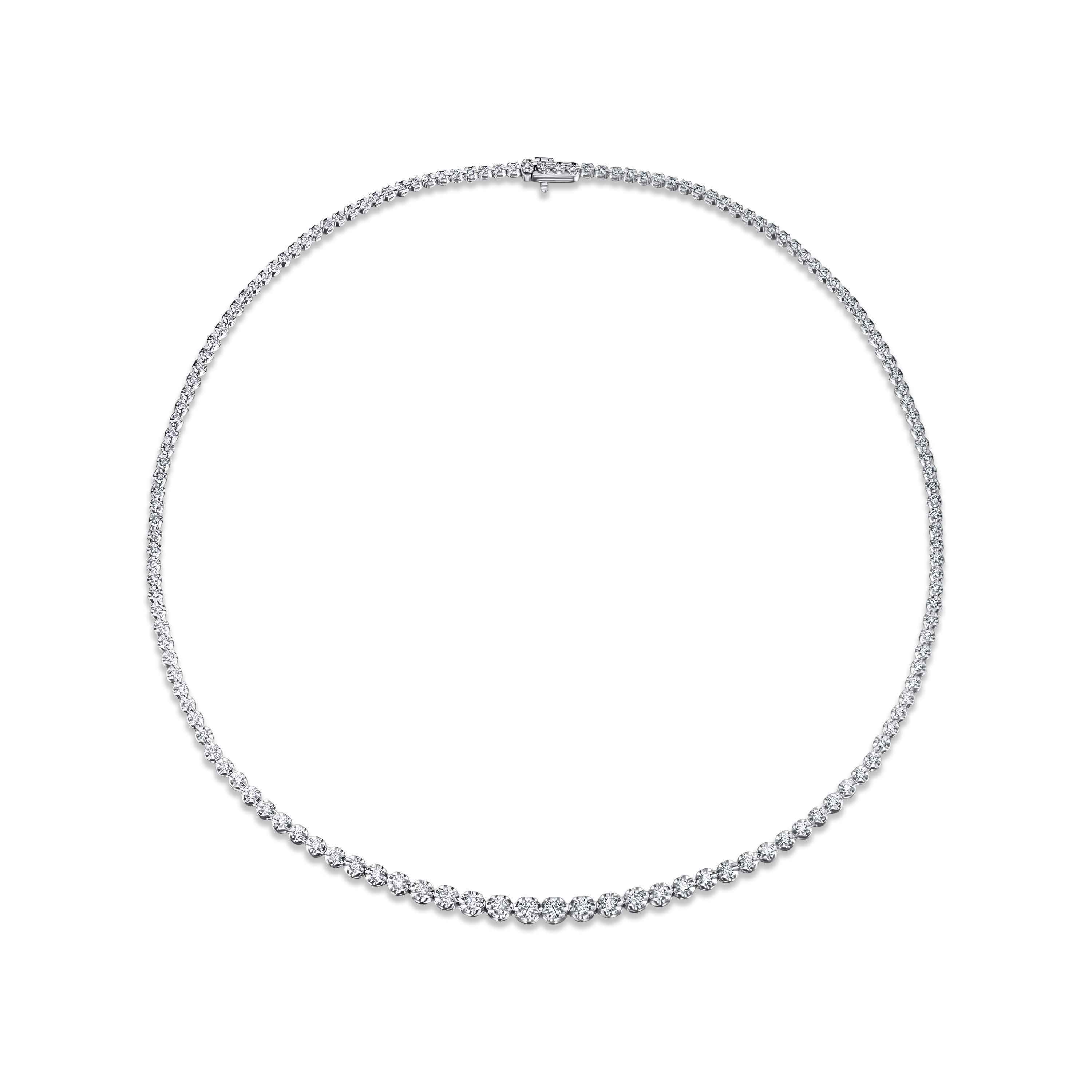 Теннисное колье из белого золота с бриллиантами 3.02 карата
