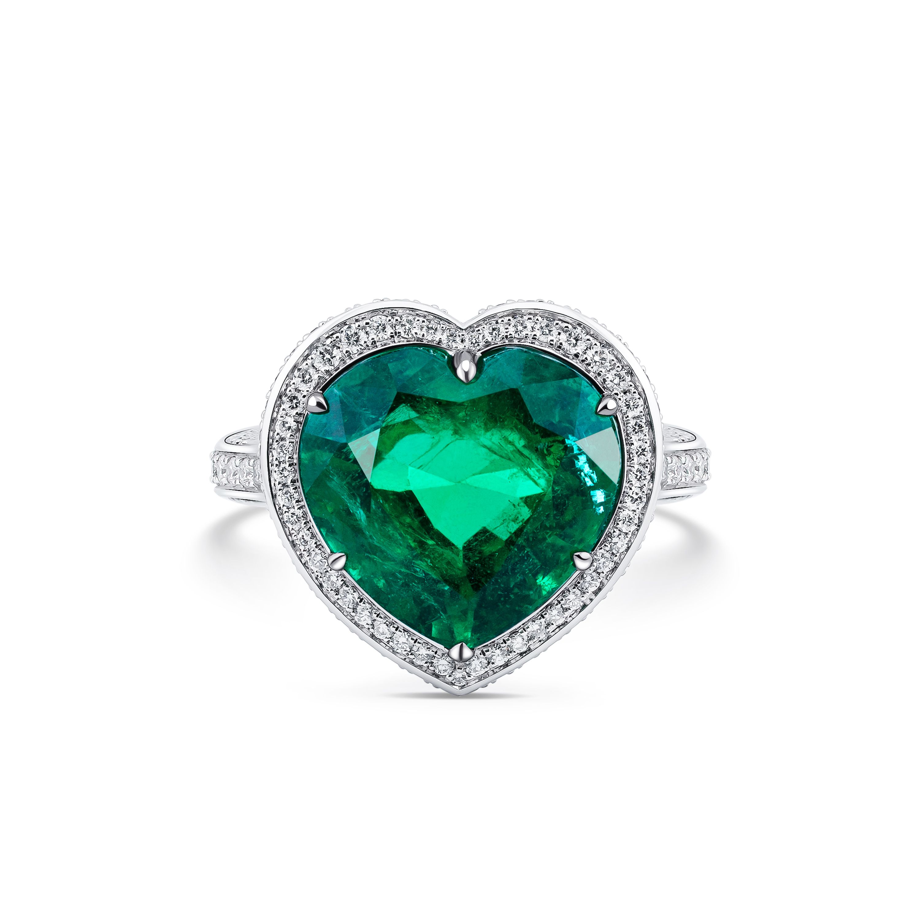 Кольцо с изумрудом 7.46 карат в белом золоте от Parure Atelier