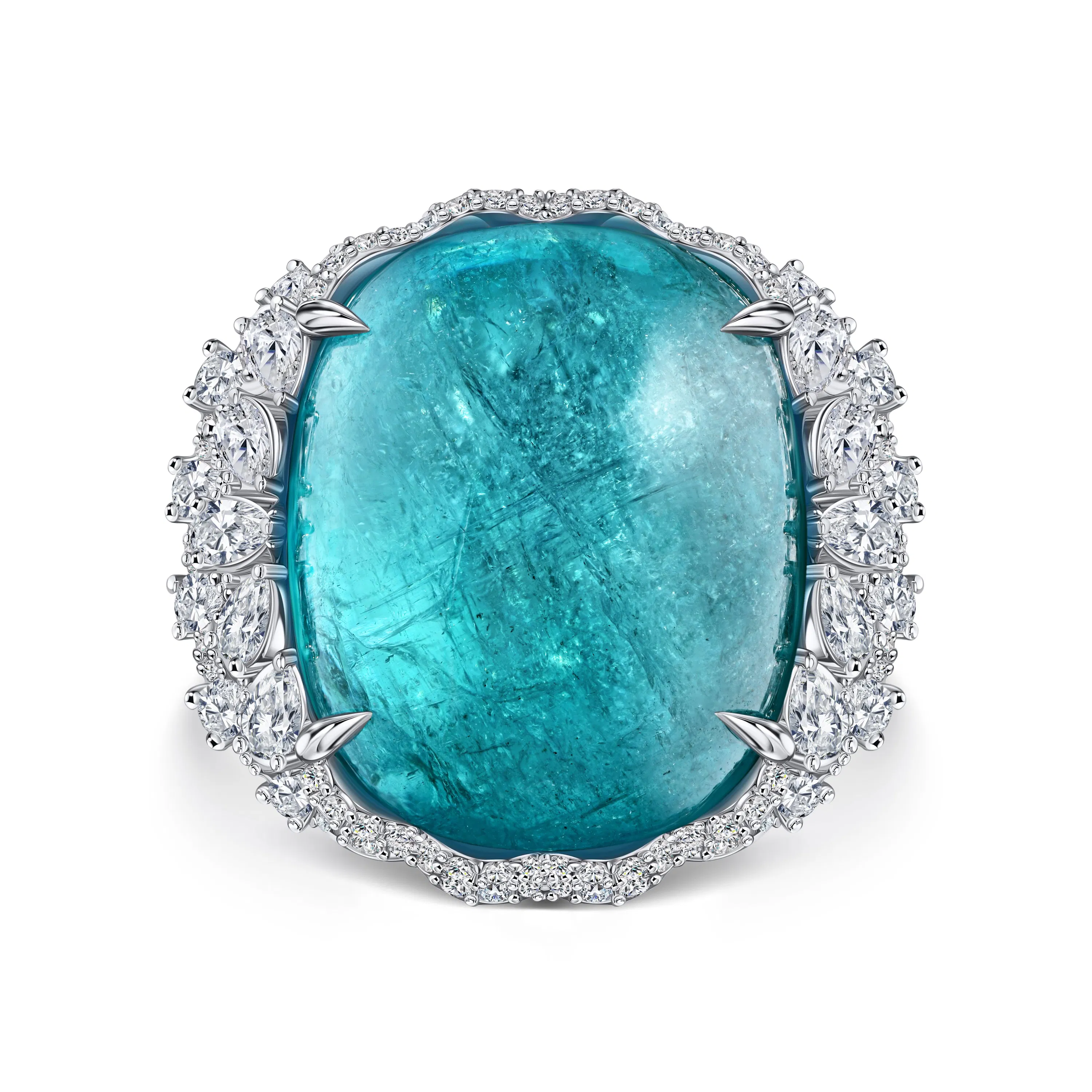 Кольцо Éclat с крупным турмалином Параиба 45.2 карат в белом золоте