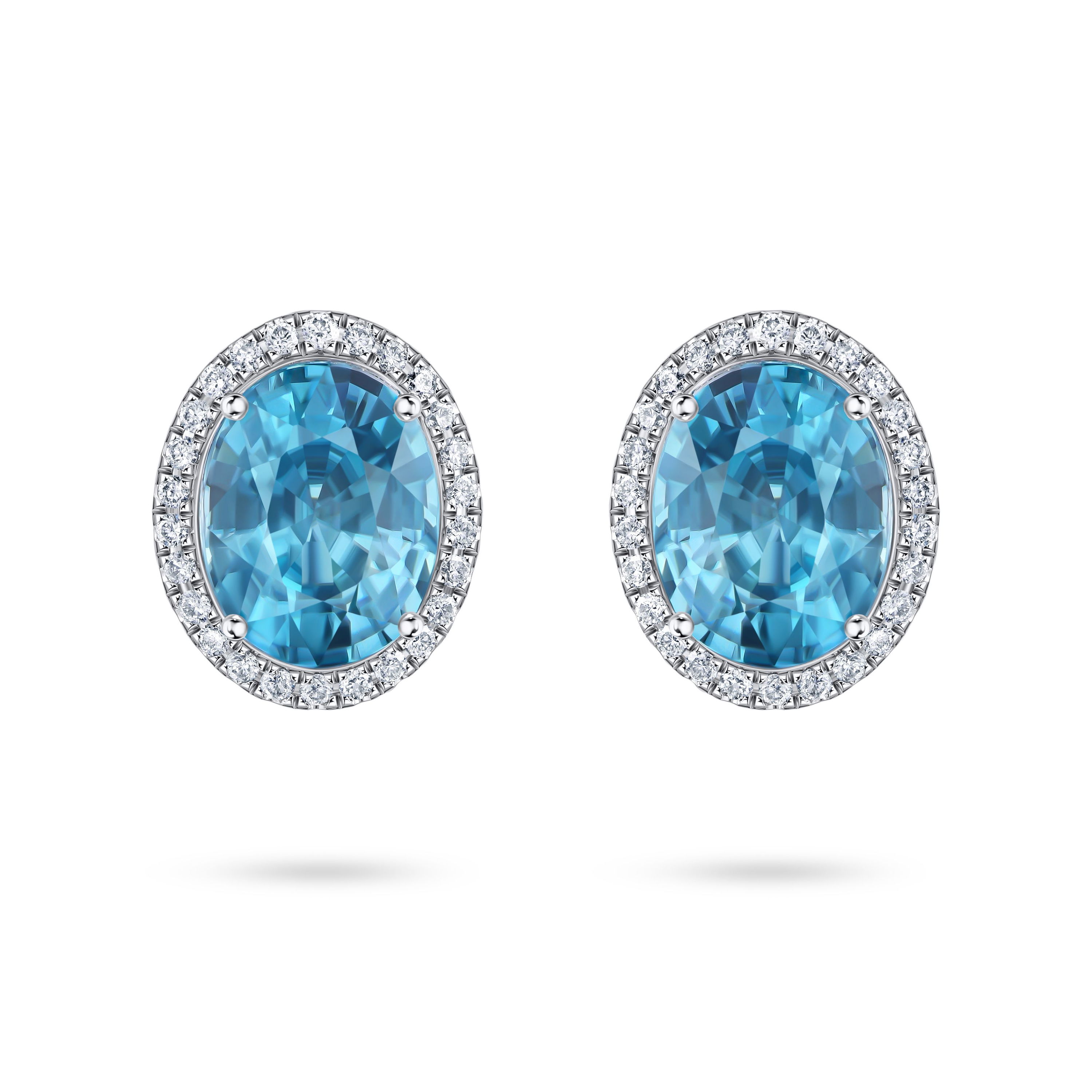 Пусеты из белого золота с цирконами 3.03 и 2.97 карата