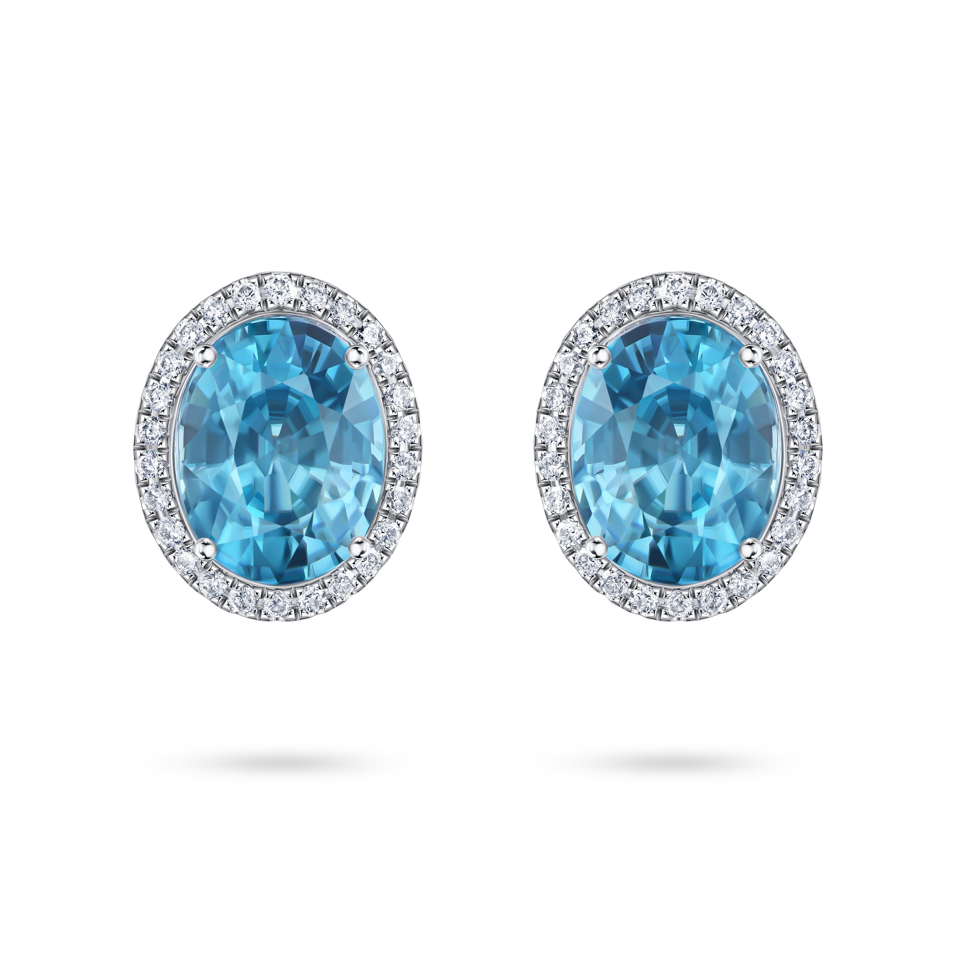 Пусеты из белого золота с цирконами 3.03 и 2.97 карата