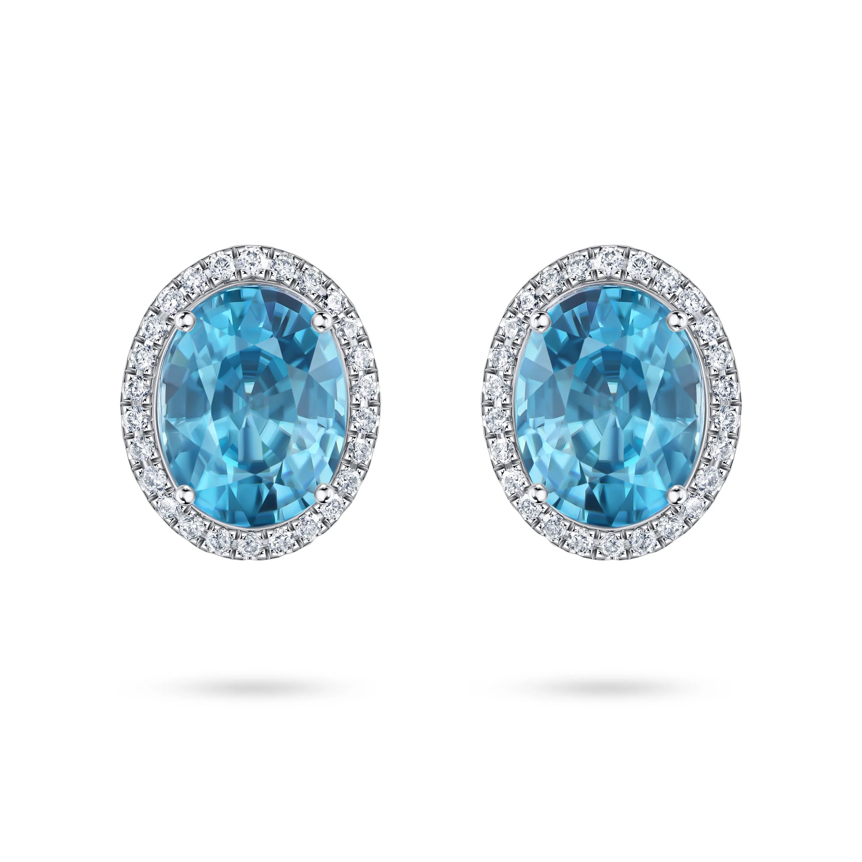 Пусеты из белого золота с цирконами 3.03 и 2.97 карата