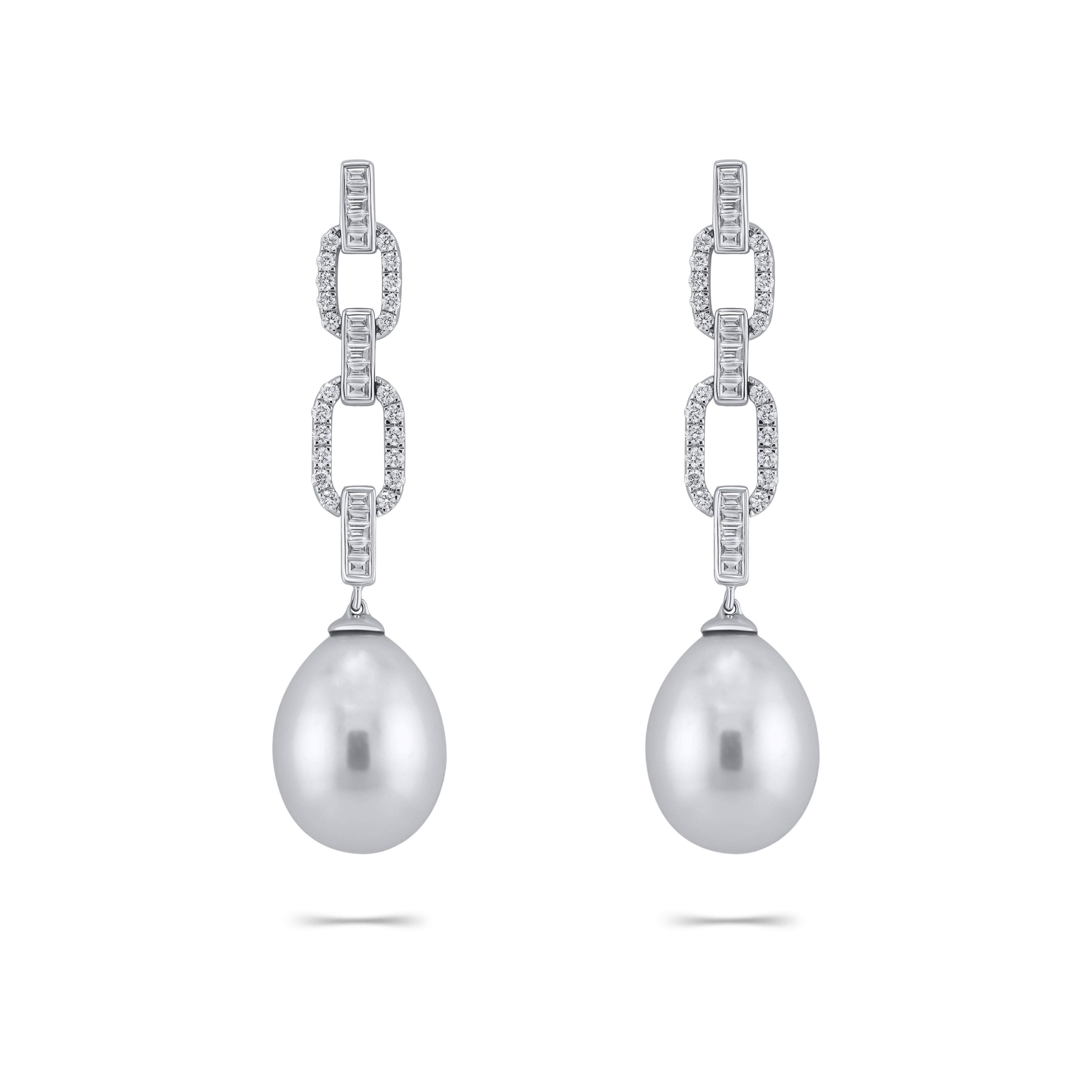 Серьги из белого золота с жемчугом 9.12 и 9.43 карата