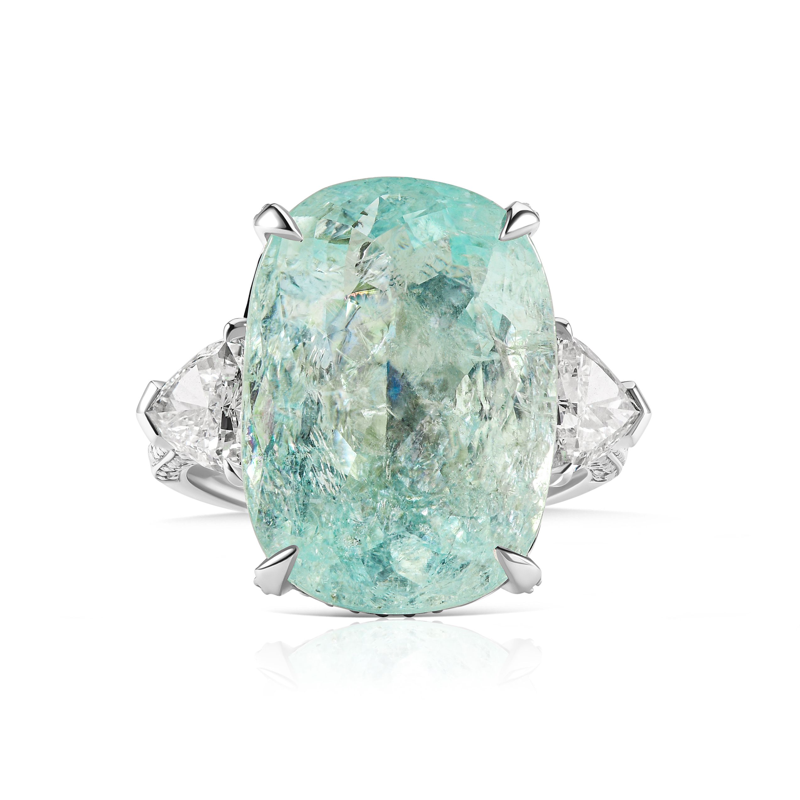 Кольцо из белого золота с турмалином Параиба 12.21 карат