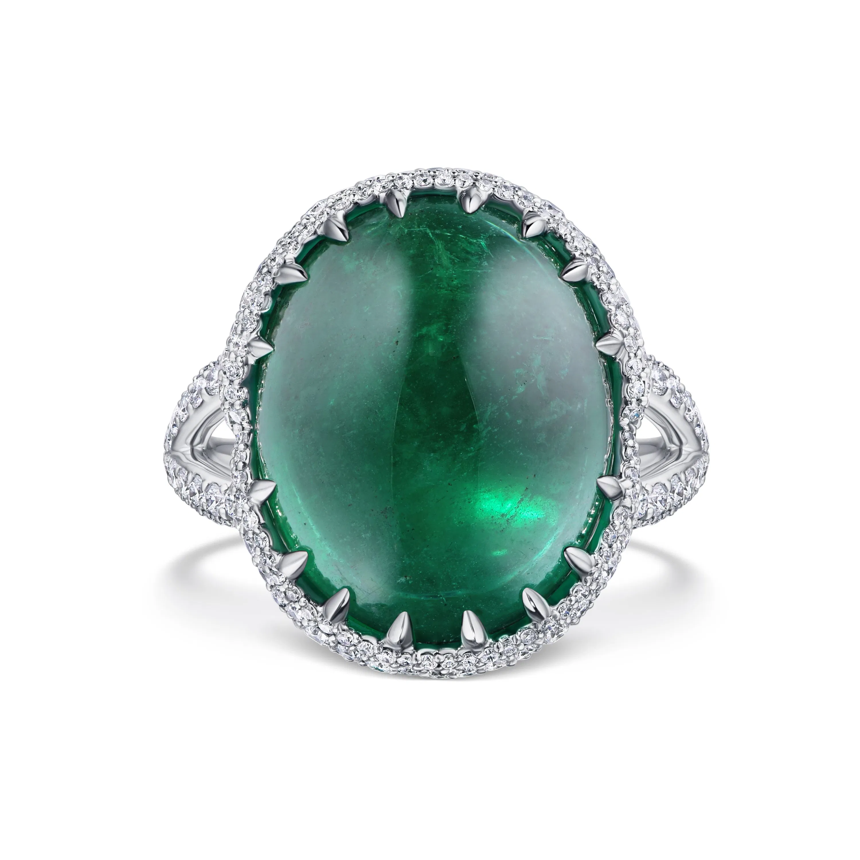 Кольцо с крупным изумрудом 11.65 карат в белом золоте