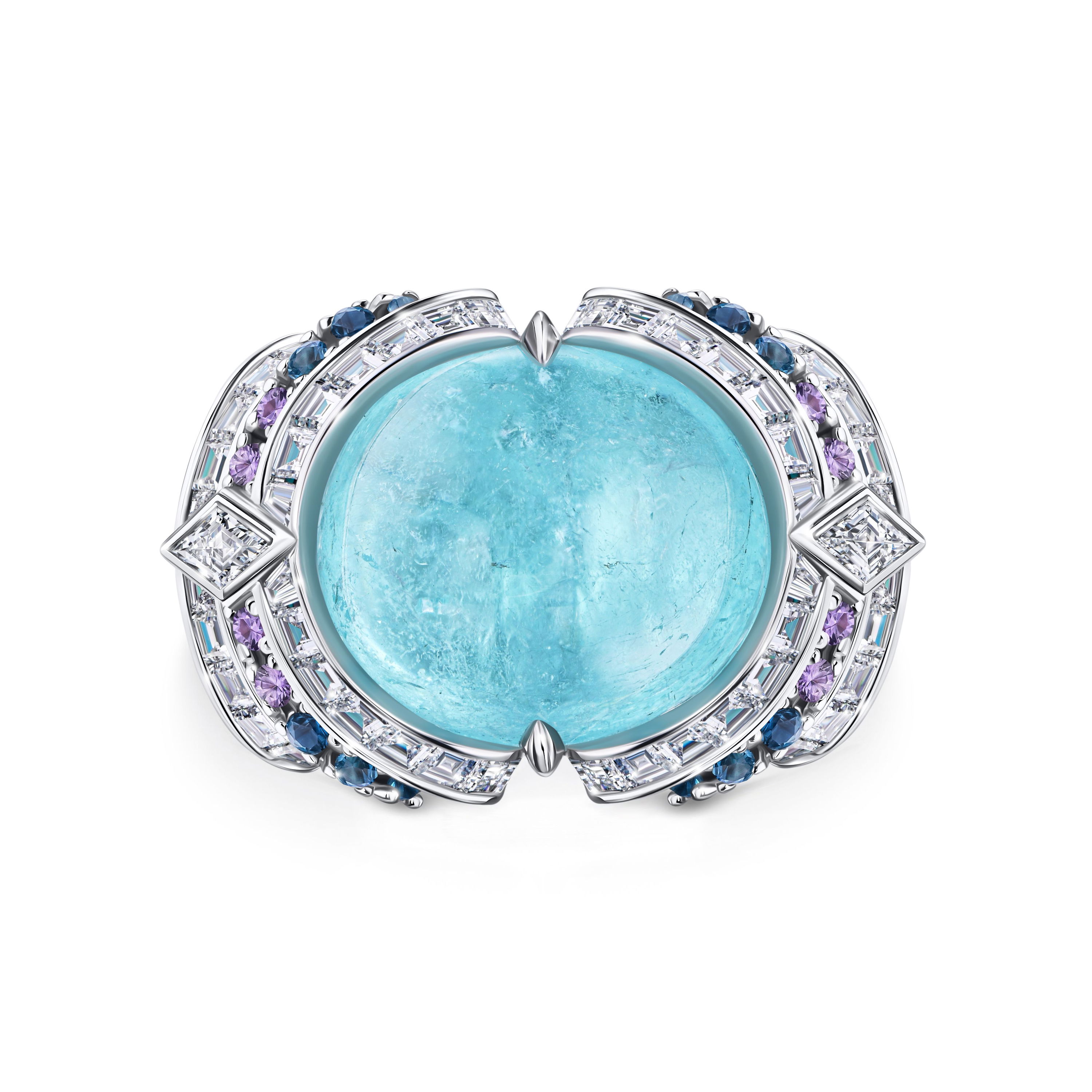 Кольцо Souffle de la Mer с турмалином Параиба 15.18 карат в белом золоте