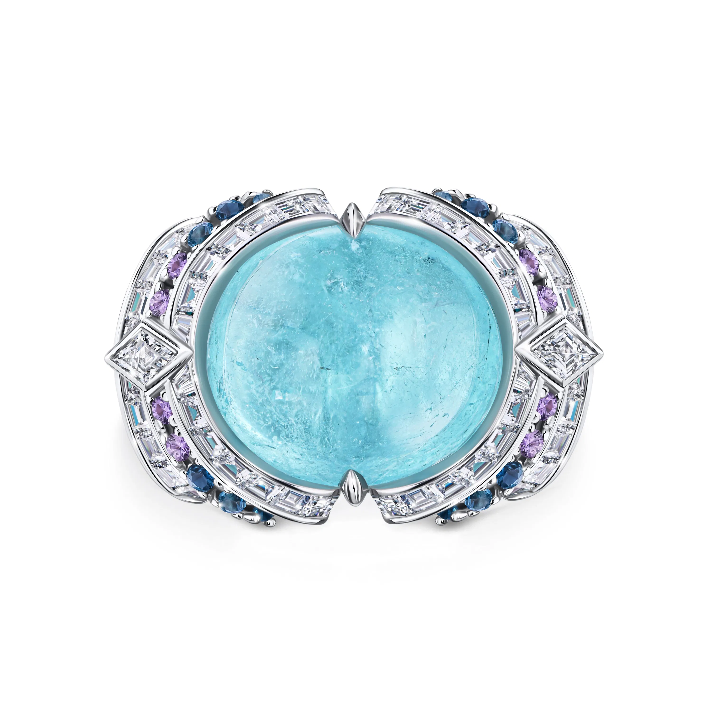 Кольцо Souffle de la Mer с турмалином Параиба 15.18 карат в белом золоте