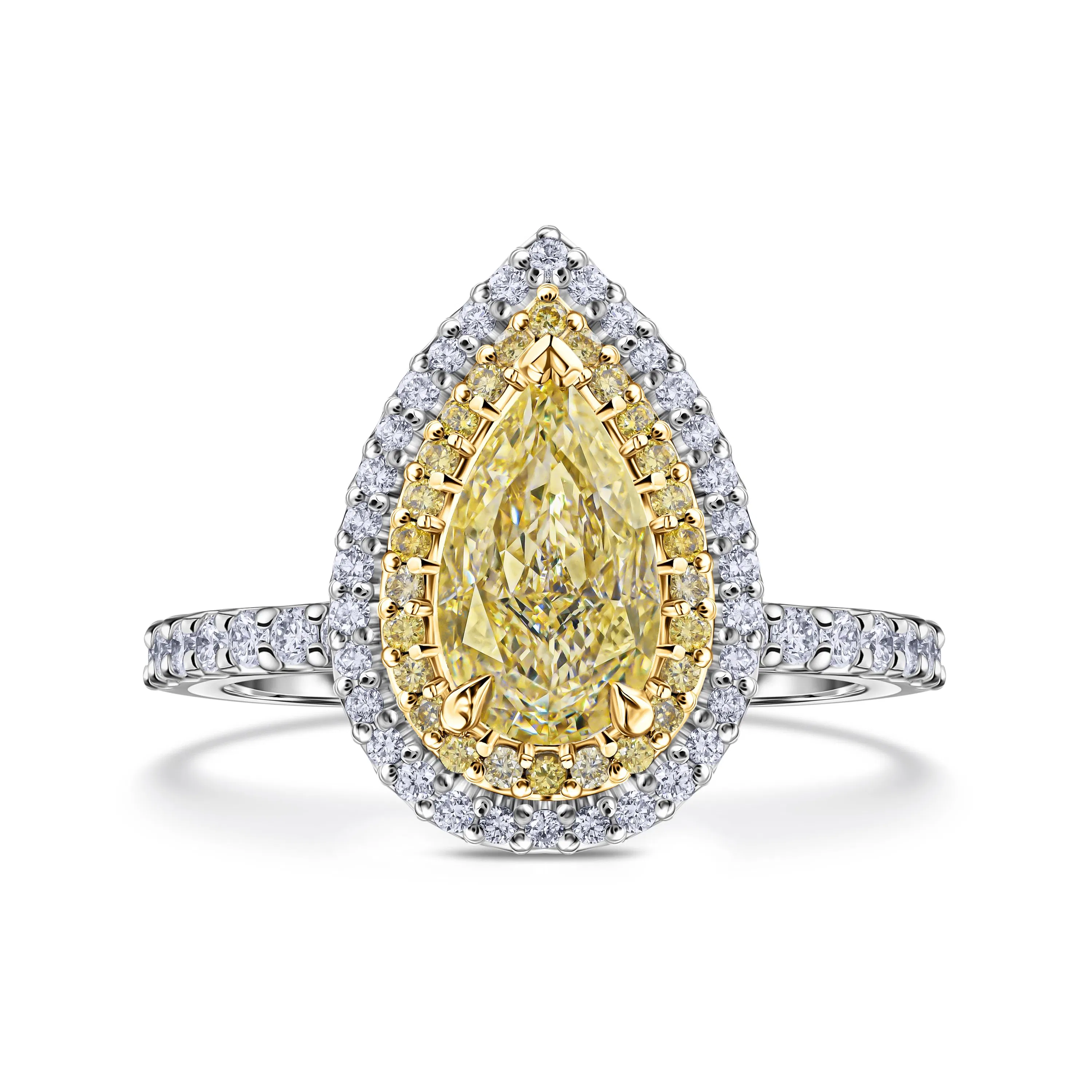 Кольцо с желтым бриллиантом 1.56 карат в белом золоте, Parure Atelier