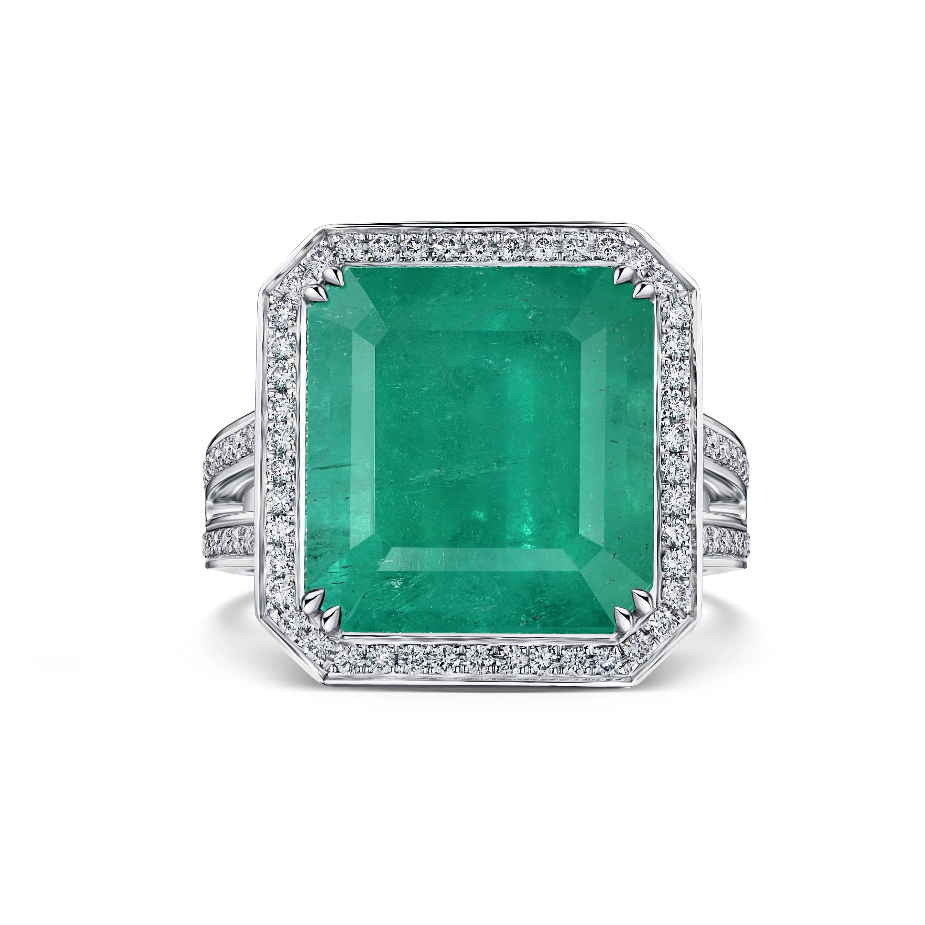 Кольцо с изумрудом 7.77 карат в белом золоте от Parure Atelier