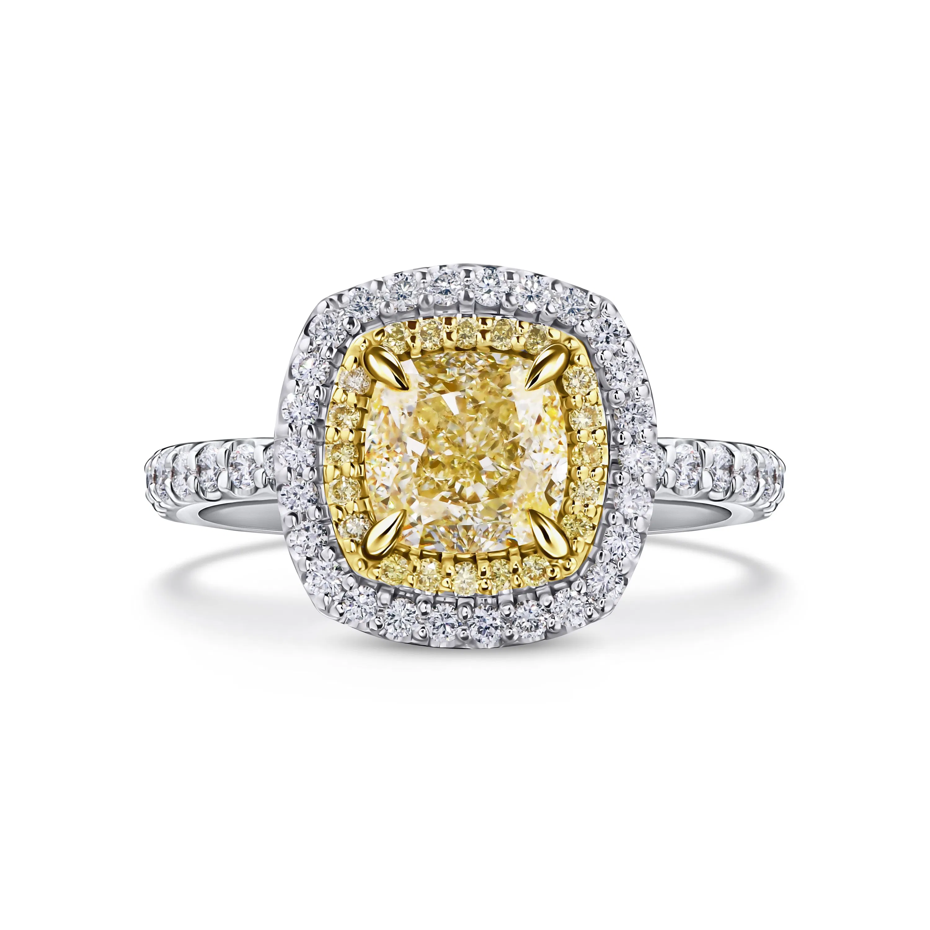 Кольцо из белого золота с желтым бриллиантом 1.6 карат