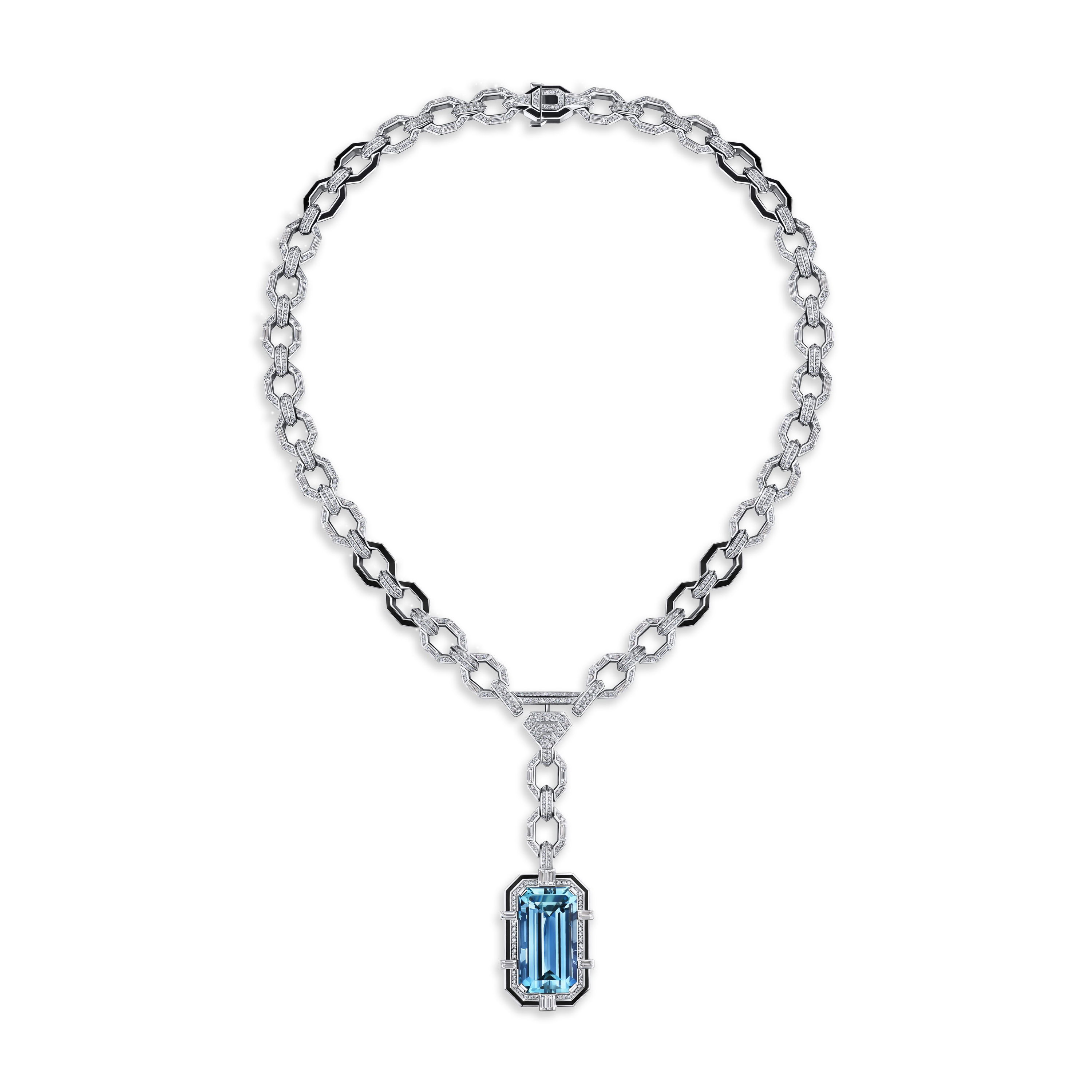 Колье Bleu Infini с аквамарином 29.3 карат в белом золоте
