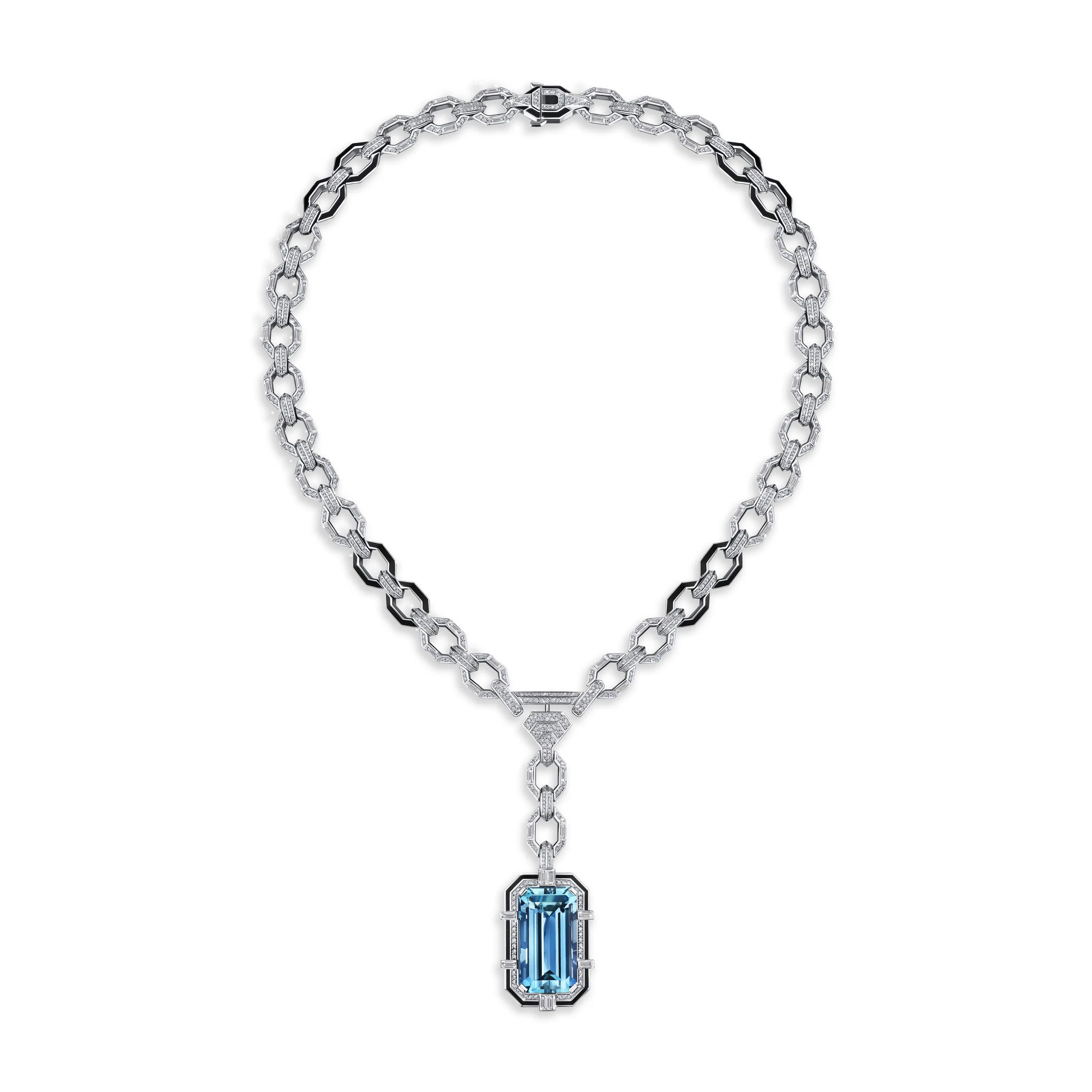 Колье Bleu Infini с аквамарином 29.3 карат в белом золоте