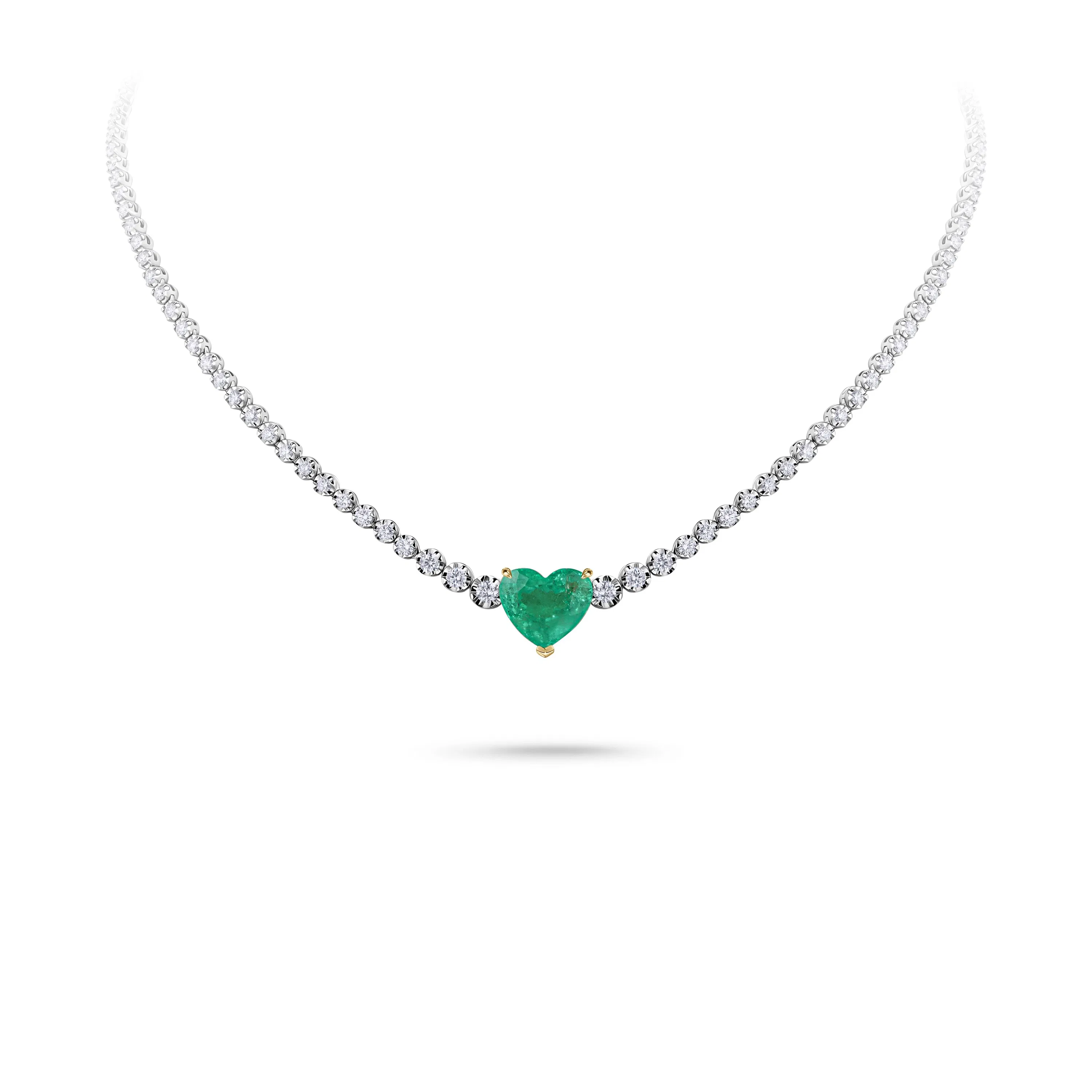 Колье с изумрудом 7.57 карат в белом золоте от Parure Atelier