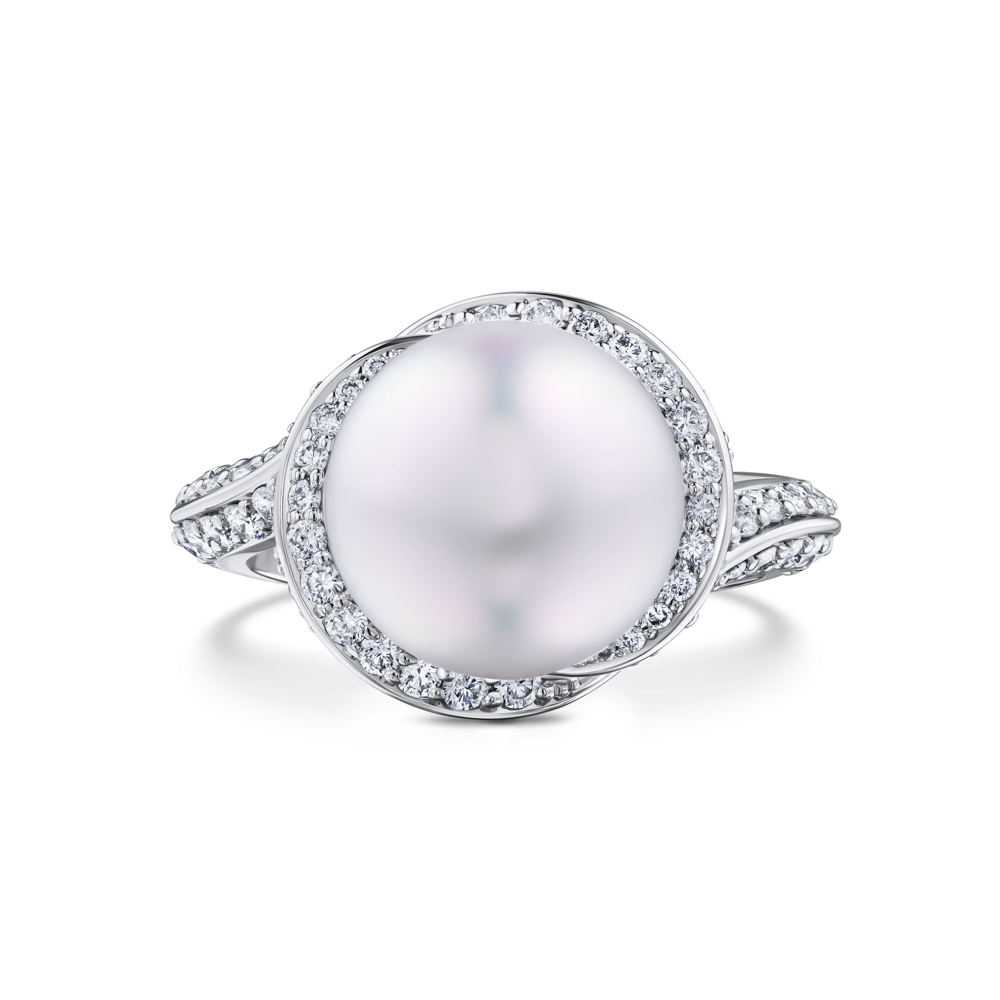Кольцо с белым жемчугом 9.28 карат в белом золоте от Parure Atelier